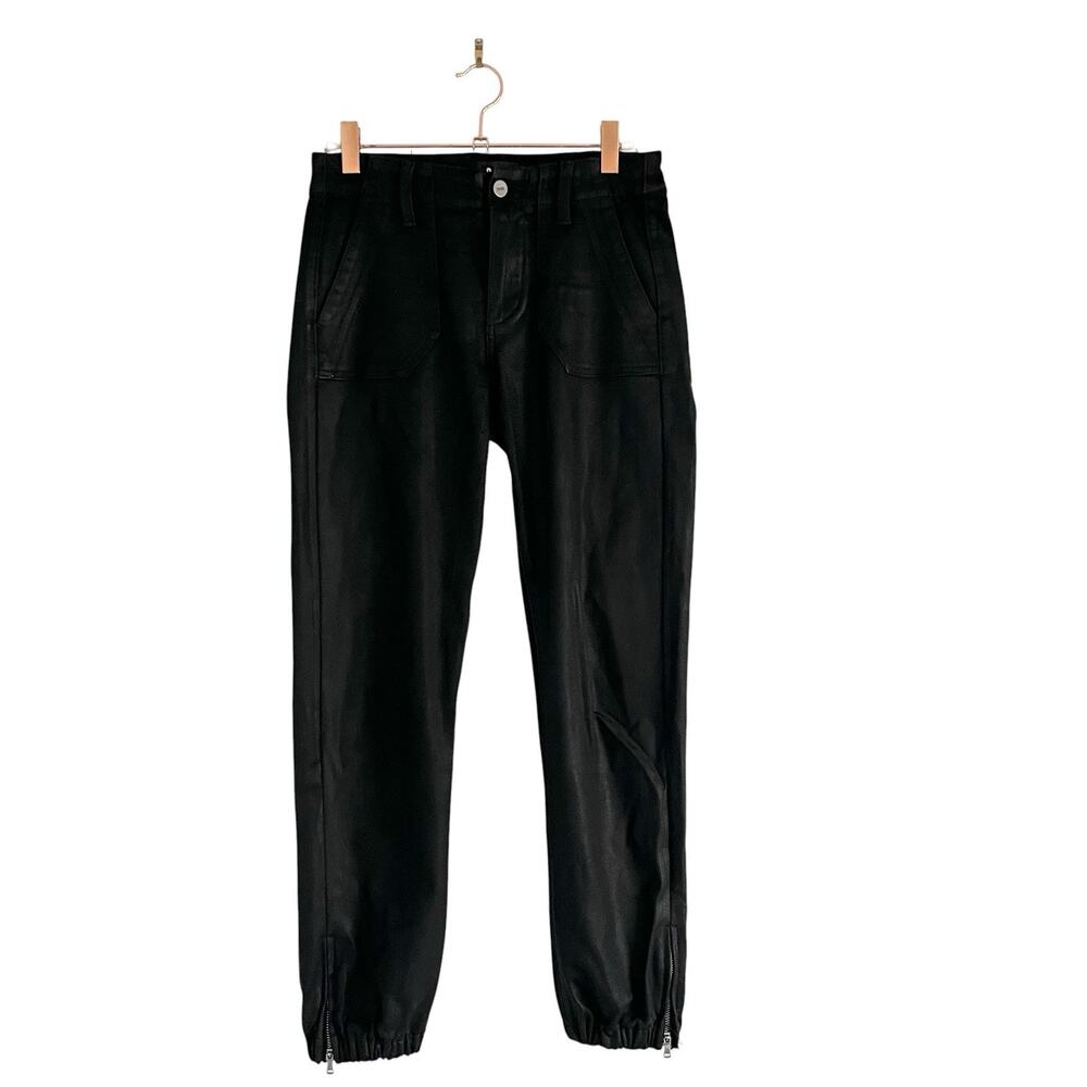 Paige Mayslie Cropped Coated Jogger $259 Black Fog Luxe Size 24 Minimalist - Picture 2 of 12
